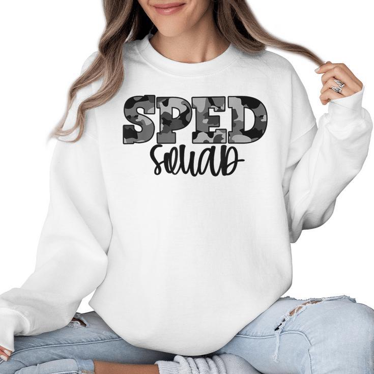 Special Education Squad Camo SPED Teacher Women Crewneck Sweatshirt