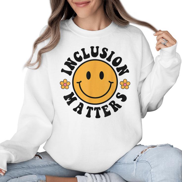 Special Education Teacher Autism Awareness Inclusion Matters Women Crewneck Sweatshirt