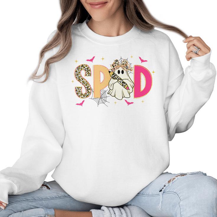 Sped Teacher Halloween Ghost Special Education Preppy Fall Women Crewneck Sweatshirt