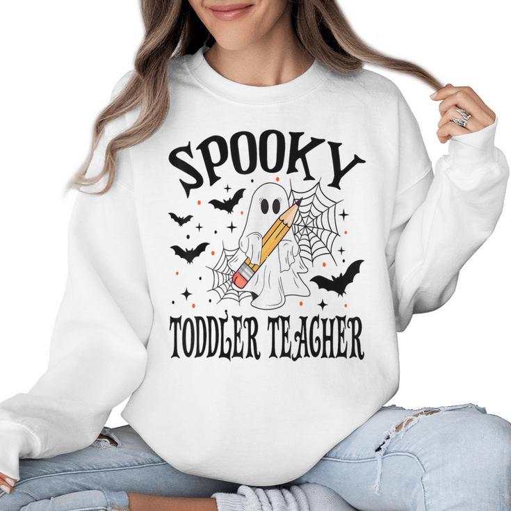 Spooky Toddler Teacher Halloween School Women Crewneck Sweatshirt
