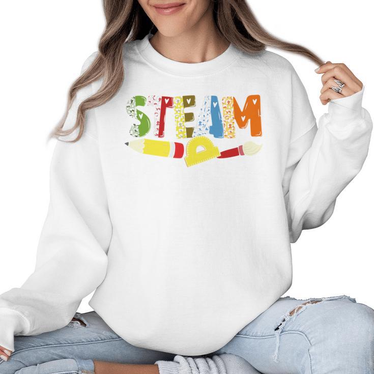 Steam Teacher Science Tech Engineering Arts Maker Women Crewneck Sweatshirt