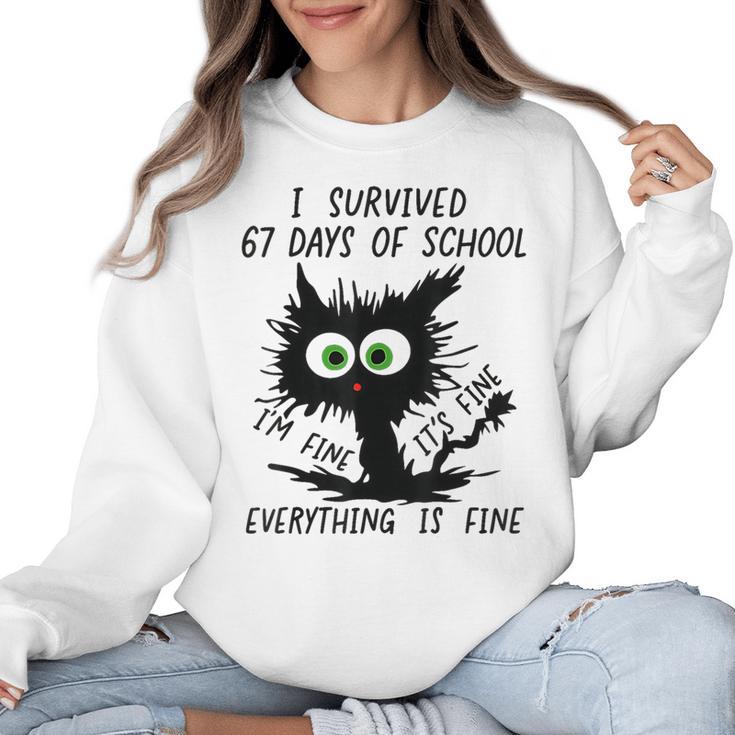 I Survived 67 Days Of School Teachers Students Humor Women Crewneck Sweatshirt