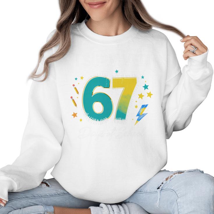 I Survived 67 Days Of School Teachers Students Meme Women Crewneck Sweatshirt