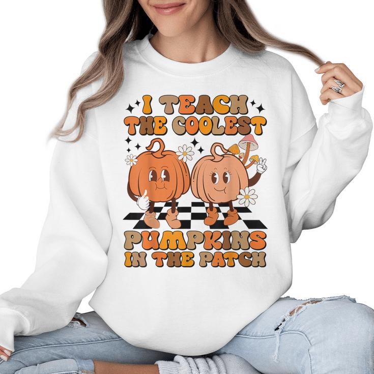 I Teach The Coolest Pumpkins In The Patch Teacher Halloween Women Crewneck Sweatshirt