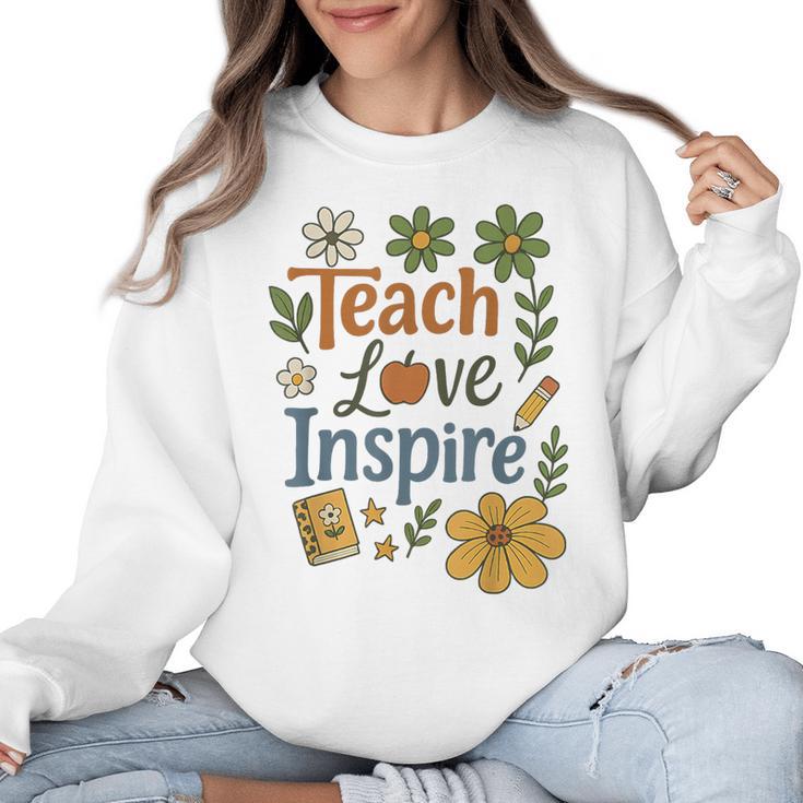 Teacher Inspire Love Women Crewneck Sweatshirt