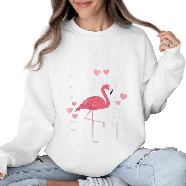 This Teacher Loves Her Flock Flamingo Teacher Class Women Crewneck Sweatshirt