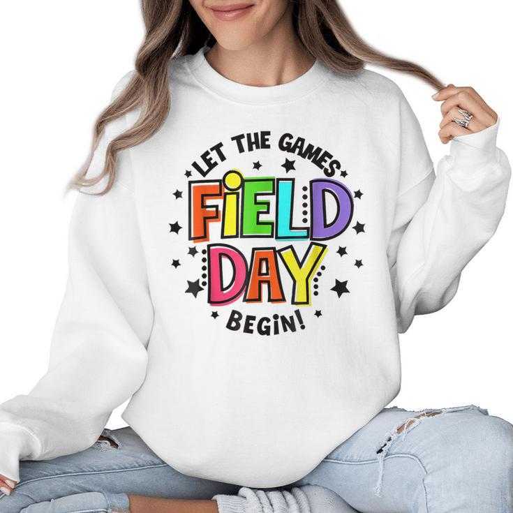 Teacher Student Field Day Let The Games Begin Field Day Women Crewneck Sweatshirt