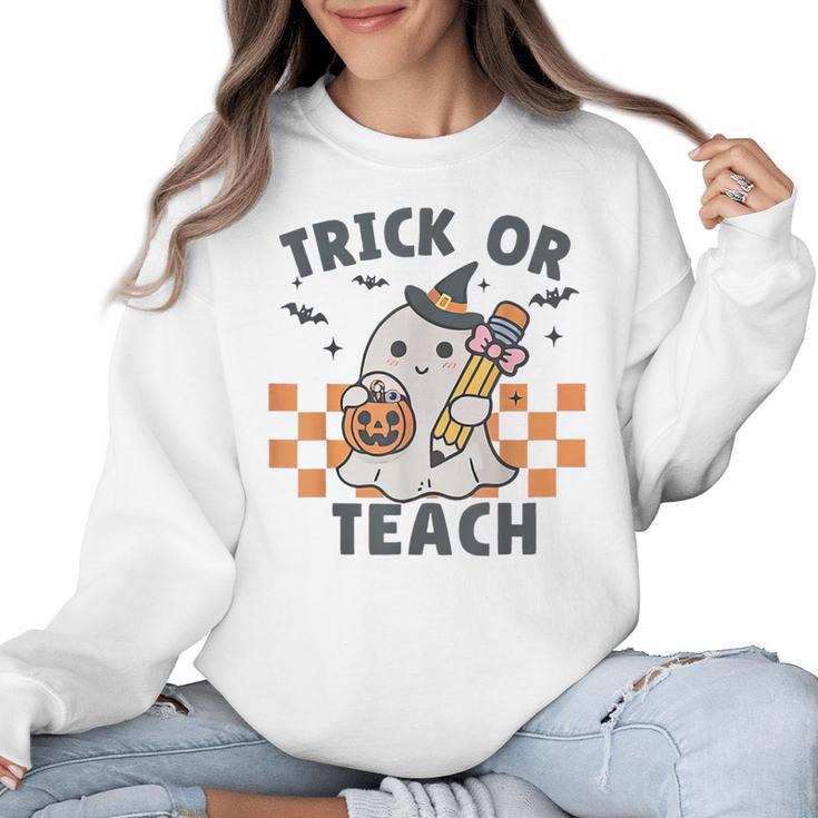 Trick Or Teach Teacher Women Crewneck Sweatshirt