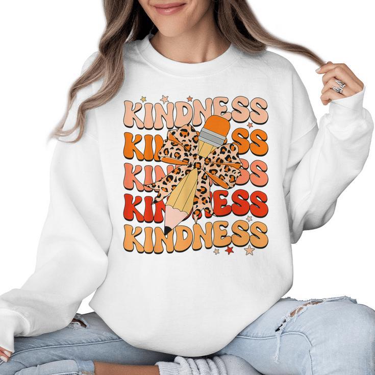 Unity Day Orange Kindness Teacher Bow Anti Bullying Be Kind Women Crewneck Sweatshirt