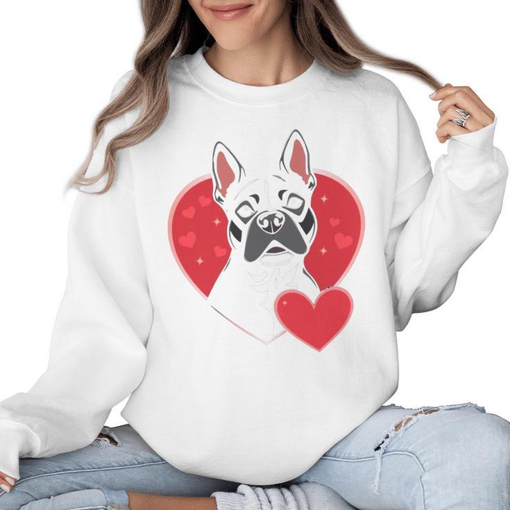 Valentine's Day Boston Terrier Women Crewneck Sweatshirt