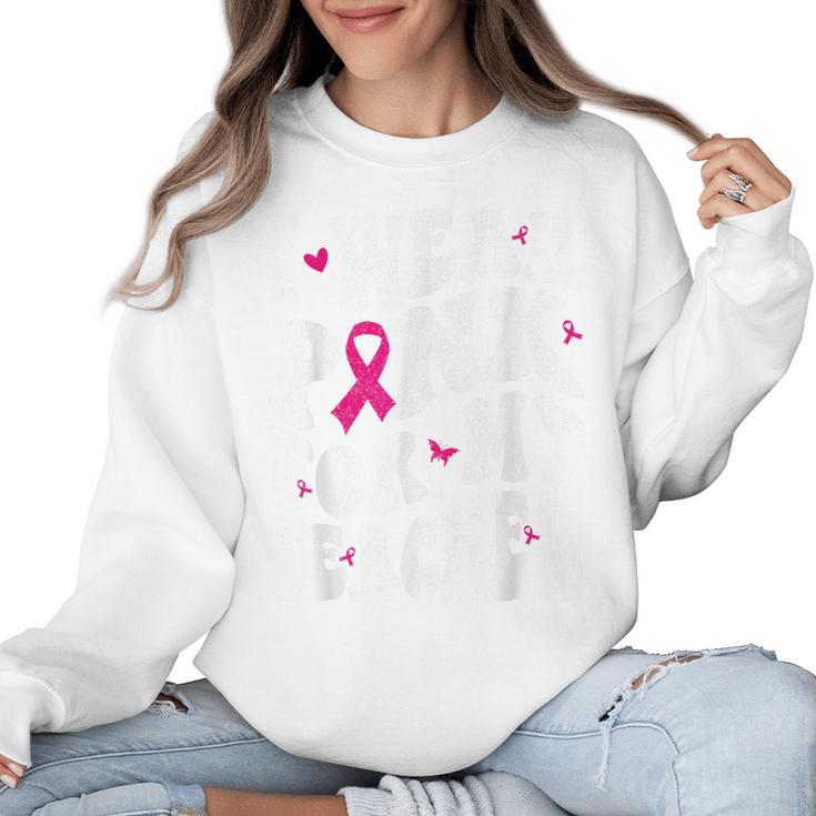 I Wear Pink For My Teacher Breast Cancer Awareness Support Men Women Women Crewneck Sweatshirt