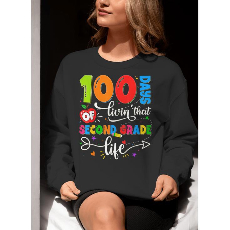 100 Days Of Living That 2nd Grade Life Boy Girl Teacher Women Crewneck Sweatshirt, 2nd Grade Teacher Sweatshirts, funny gift 100 Days Of Living That 2nd Grade Life Boy Girl Teacher Women Crewneck Sweatshirt, 2nd Grade Teacher Sweatshirts, funny gift
