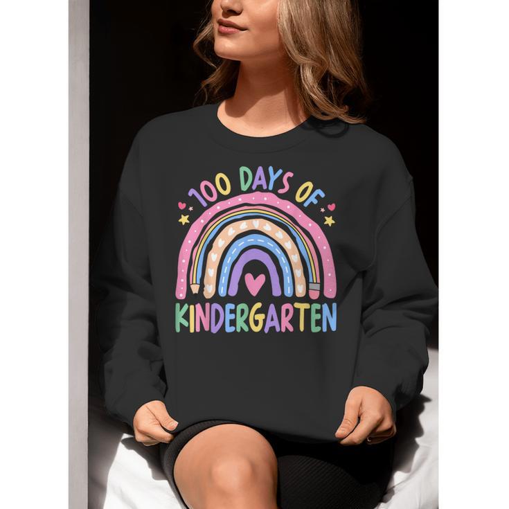 100th Day Of Kindergarten Teacher Kids 100 Days Smarter Women Crewneck Sweatshirt, funny gift