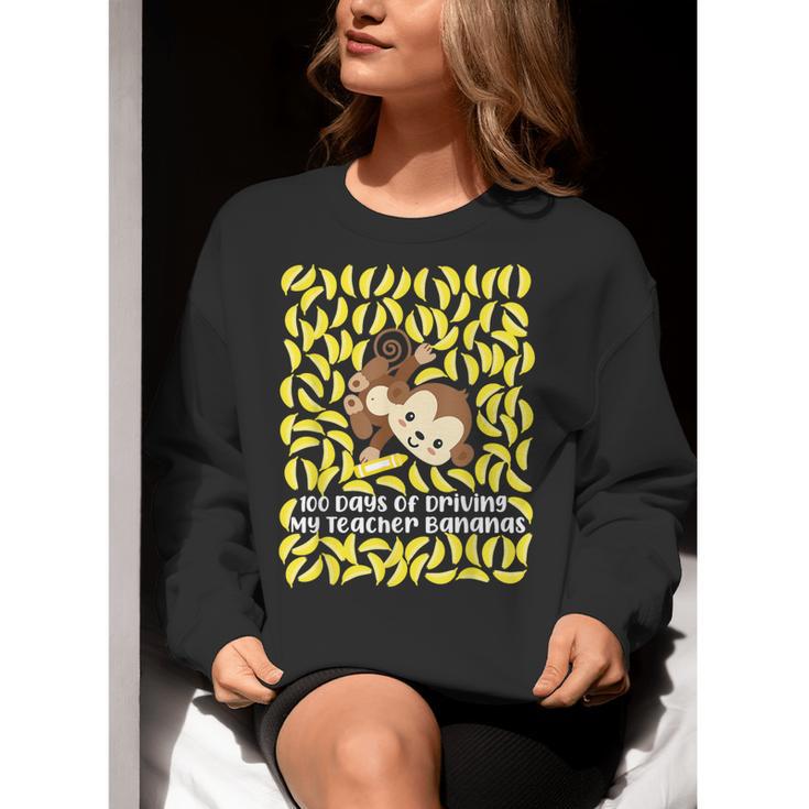 100th Day Of School Teacher Monkey Pun Banana For Men Women Girls Kids Women Crewneck Sweatshirt, funny gift
