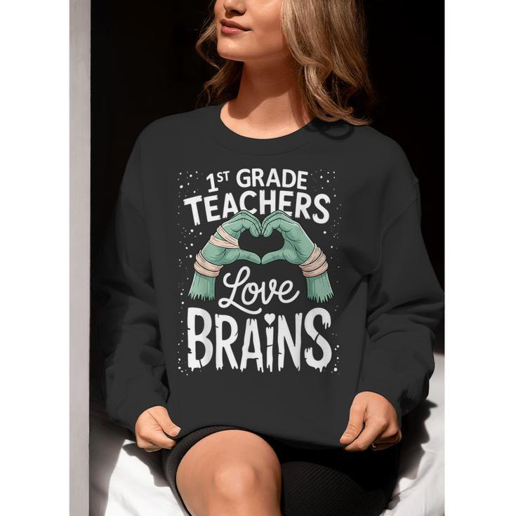 1st Grade Teachers Love Brains Shirt Halloween Teacher Women Crewneck Sweatshirt, funny gift 1st Grade Teachers Love Brains Shirt Halloween Teacher Women Crewneck Sweatshirt, funny gift