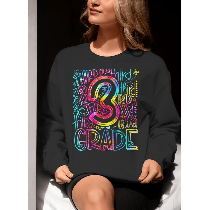 3rd Grade Typography Team Third Grade Teacher Back To School Women Crewneck Sweatshirt, funny gift