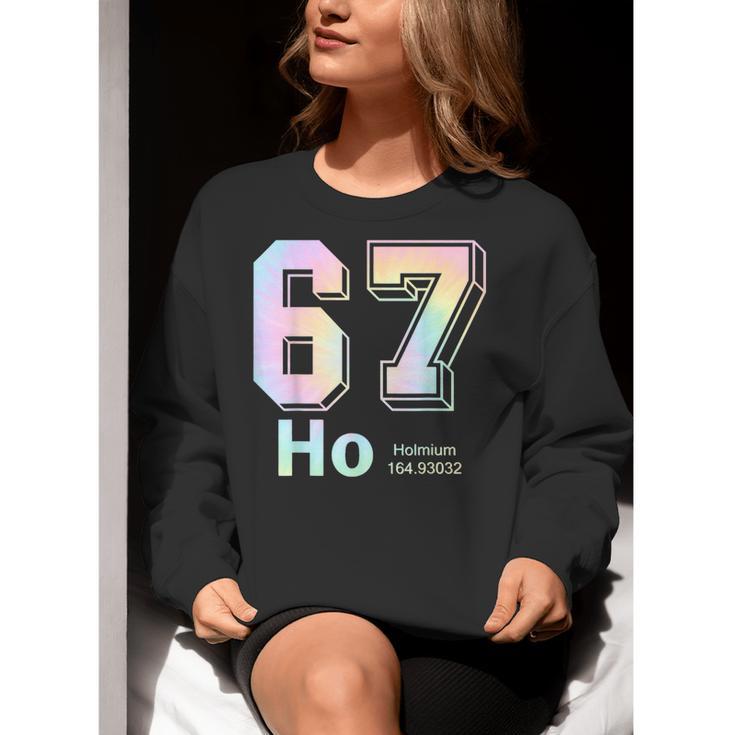 67 Ho Holmium Science Teacher Elements Table Six Seven Meme Women Crewneck Sweatshirt, Science Teacher Sweatshirts, funny gift