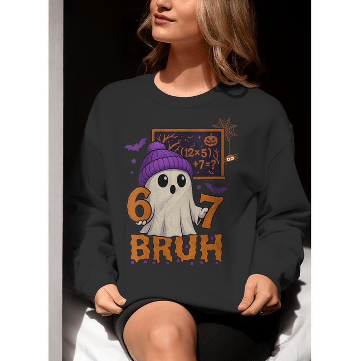 67 Teacher Halloween Ghost Six Seven Meme Math Equation Bruh Women Crewneck Sweatshirt, funny gift