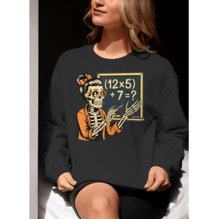 67 Teacher Halloween Skeleton Women Crewneck Sweatshirt, funny gift