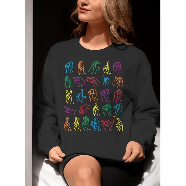 ABC Sign Language Chart Teacher Hand Letter Alphabet ASL Women Crewneck Sweatshirt, funny gift ABC Sign Language Chart Teacher Hand Letter Alphabet ASL Women Crewneck Sweatshirt, funny gift