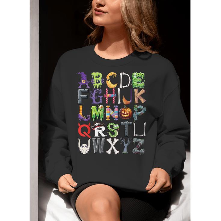 ABCs Alphabet Halloween Learning Kindergarten Teachers Women Crewneck Sweatshirt, funny gift ABCs Alphabet Halloween Learning Kindergarten Teachers Women Crewneck Sweatshirt, funny gift