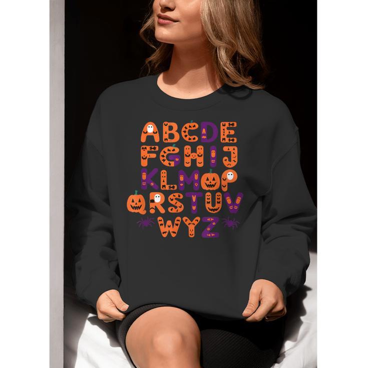 ABCs Learning Kindergarten Teacher Halloween Alphabet Women Crewneck Sweatshirt, funny gift