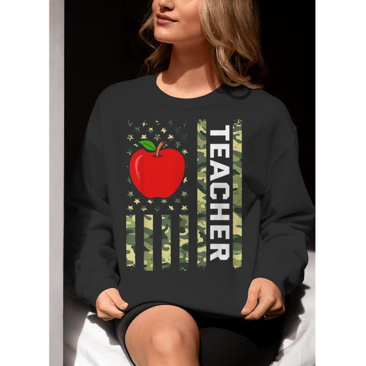 American Flag Camouflage Teacher Patriotic 4th Of July Women Crewneck Sweatshirt, funny gift American Flag Camouflage Teacher Patriotic 4th Of July Women Crewneck Sweatshirt, funny gift