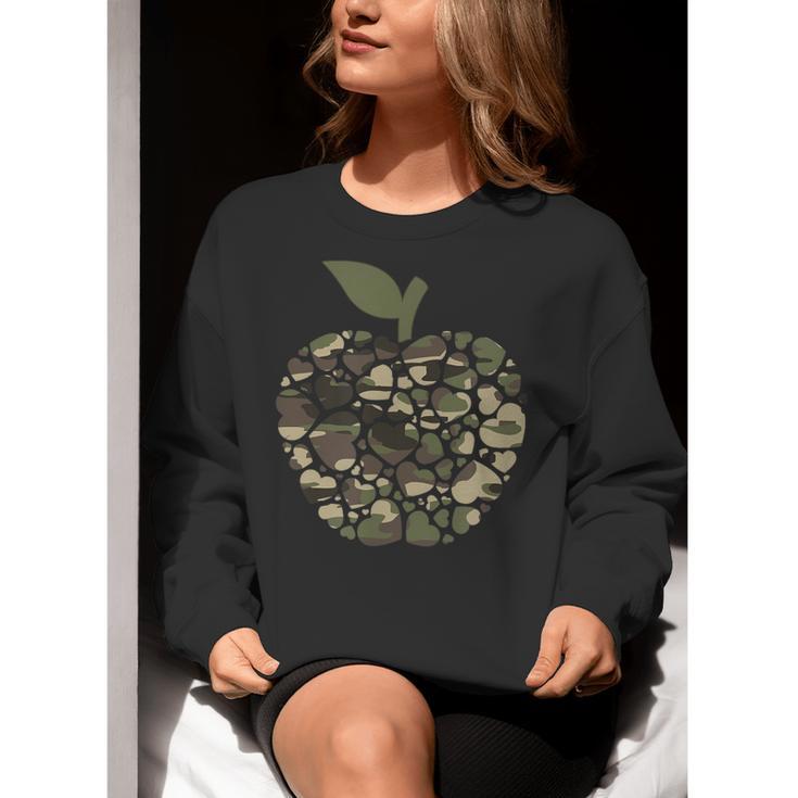 Apple Hearts Teacher Camouflage Clothing School Camo Apple For Men Women Girls Kids Women Crewneck Sweatshirt, funny gift