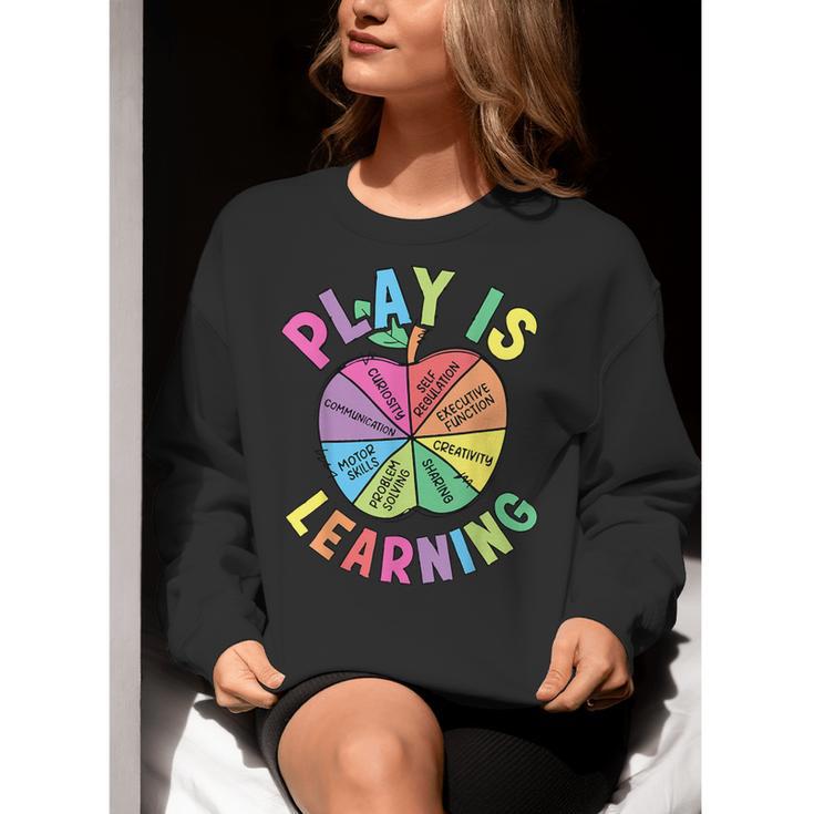 Apple Retro Play Is Learning Kindergarten Teacher Daycare Women Crewneck Sweatshirt, funny gift