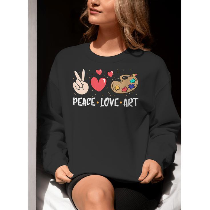 Art Teacher Peace Love Art For Artists And Painters Women Crewneck Sweatshirt, funny gift Art Teacher Peace Love Art For Artists And Painters Women Crewneck Sweatshirt, funny gift