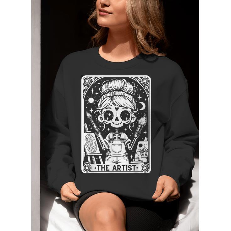 Artist Tarot Card Skeleton Painter Art Teacher Witchy Women Crewneck Sweatshirt, funny gift Artist Tarot Card Skeleton Painter Art Teacher Witchy Women Crewneck Sweatshirt, funny gift
