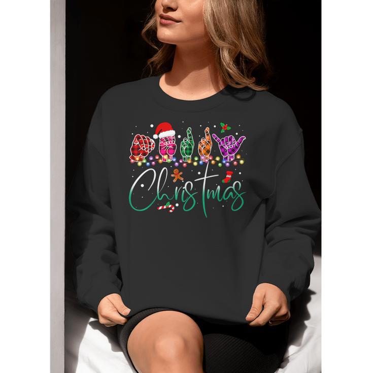 ASL Christmas Buffalo Plaid Teacher American Sign Language Women Crewneck Sweatshirt, funny gift ASL Christmas Buffalo Plaid Teacher American Sign Language Women Crewneck Sweatshirt, funny gift