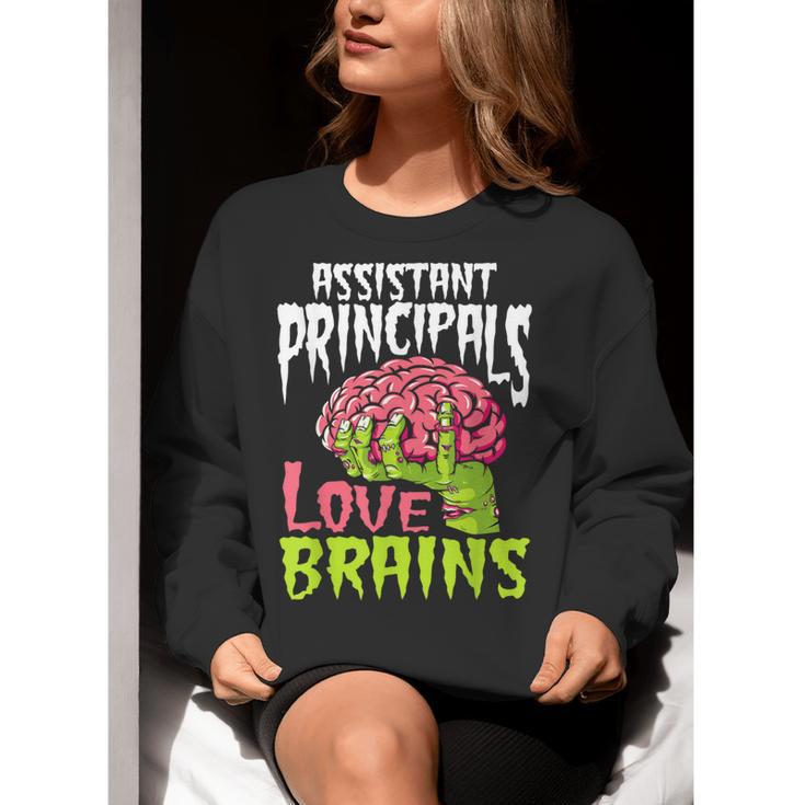 Assistant Principals Love Brains Zombie Teacher Halloween Women Crewneck Sweatshirt, funny gift