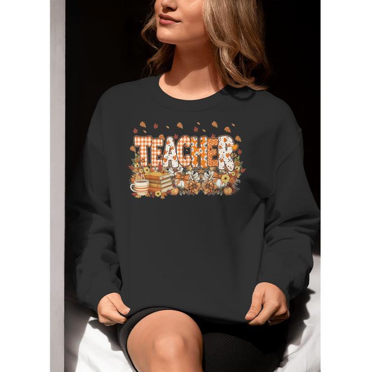 Autumn Pumpkin Thanksgiving Coffee Floral Teacher Fall Women Crewneck Sweatshirt, funny gift Autumn Pumpkin Thanksgiving Coffee Floral Teacher Fall Women Crewneck Sweatshirt, funny gift