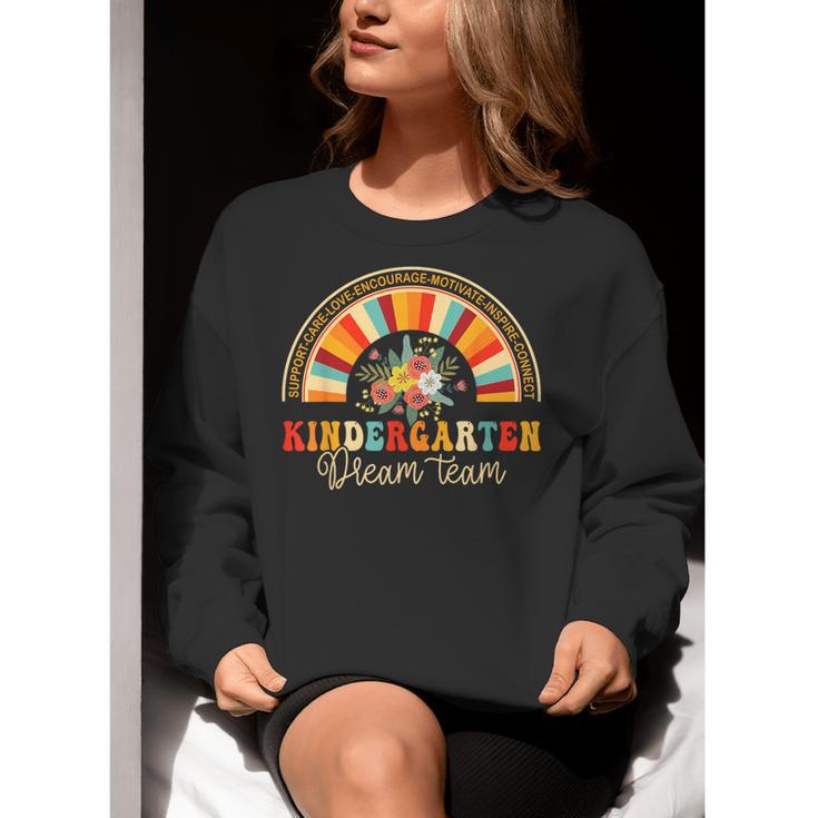 Back To School Kindergarten Dream Team Teacher Love Floral Women Crewneck Sweatshirt, funny gift