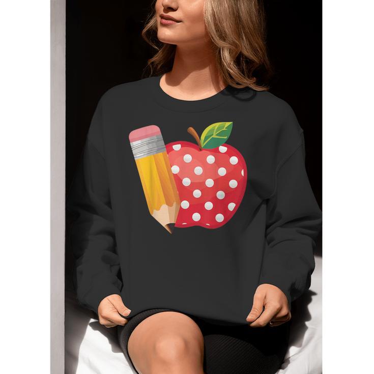 Back To School Pencil And Apple Teacher Student Women Crewneck Sweatshirt, funny gift Back To School Pencil And Apple Teacher Student Women Crewneck Sweatshirt, funny gift