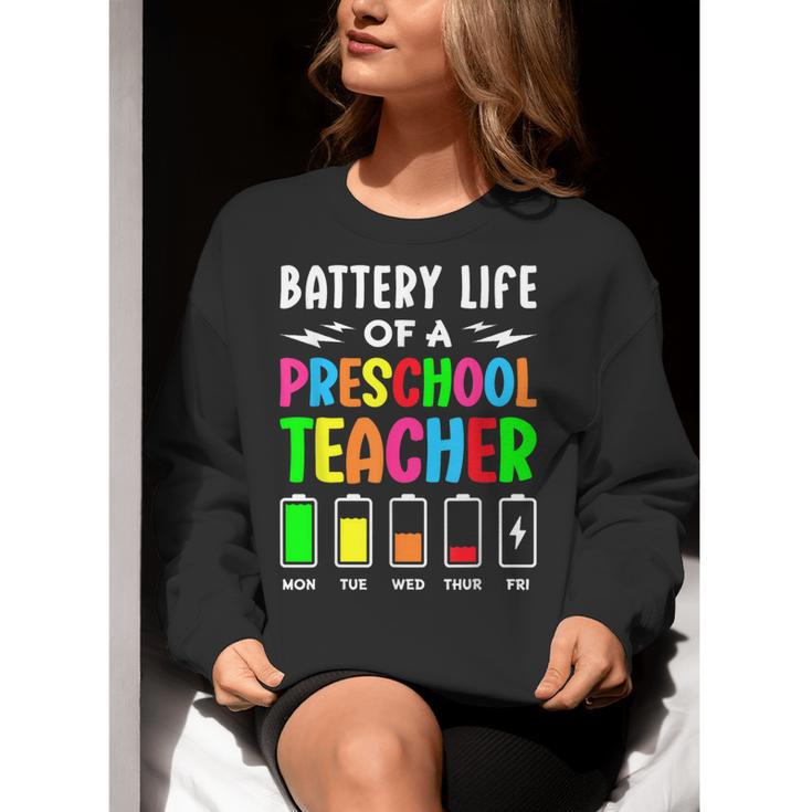 Battery Life Of a Preschool School Teacher School Week Women Crewneck Sweatshirt, funny gift Battery Life Of a Preschool School Teacher School Week Women Crewneck Sweatshirt, funny gift