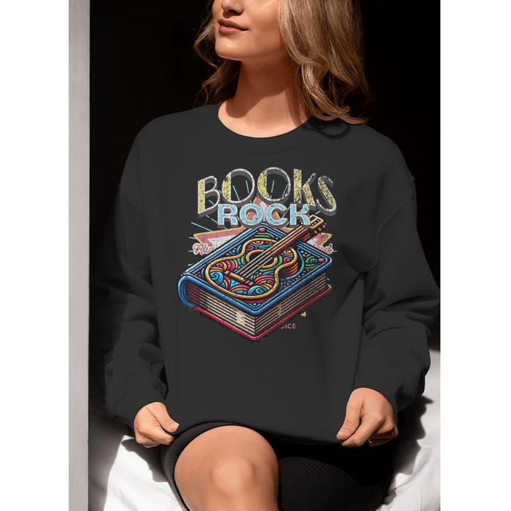 Books Rock Rock'n Roll Science Of Reading Teachers Guitar Women Crewneck Sweatshirt, Science Teacher Sweatshirts, funny gift Books Rock Rock'n Roll Science Of Reading Teachers Guitar Women Crewneck Sweatshirt, Science Teacher Sweatshirts, funny gift