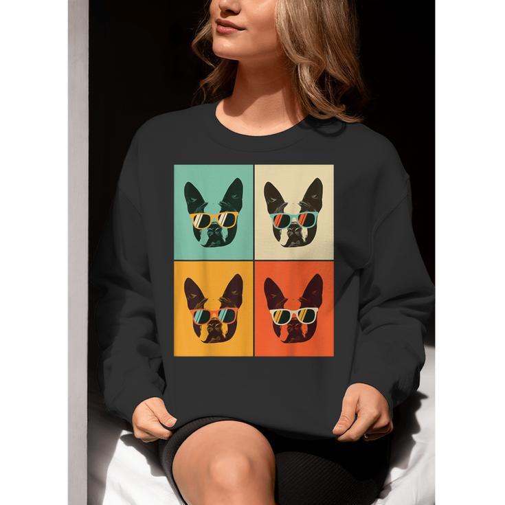 Bostie Dog Lover Boston Terrier With Sunglasses For Men Women Girls Kids Women Crewneck Sweatshirt, funny gift