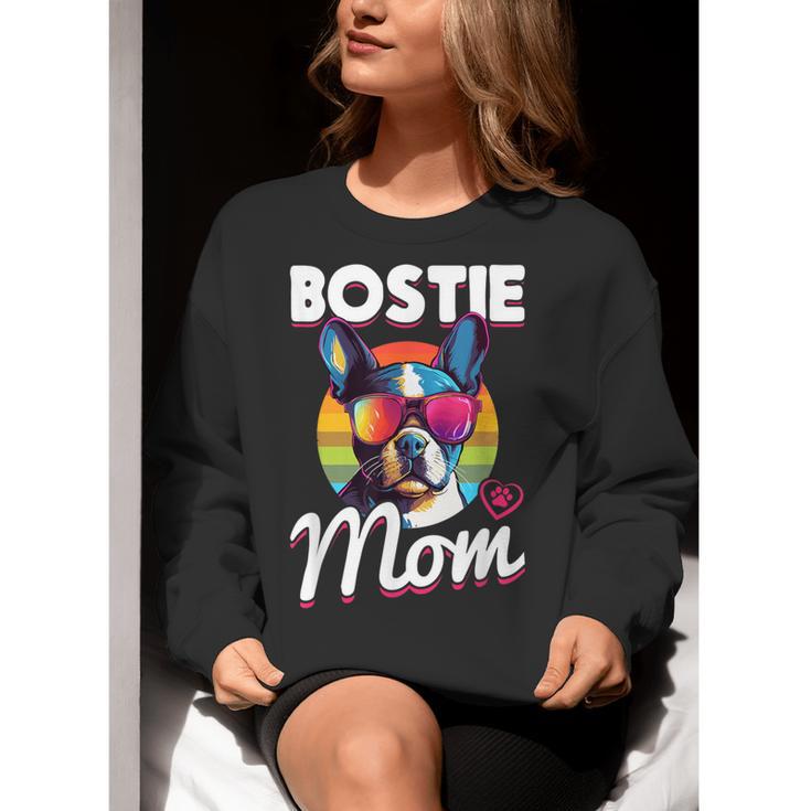 Boston Terrier Bostie Dog Breed Pet Bostie Mom Women Crewneck Sweatshirt, Boston Terrier Mom Sweatshirts, funny gift