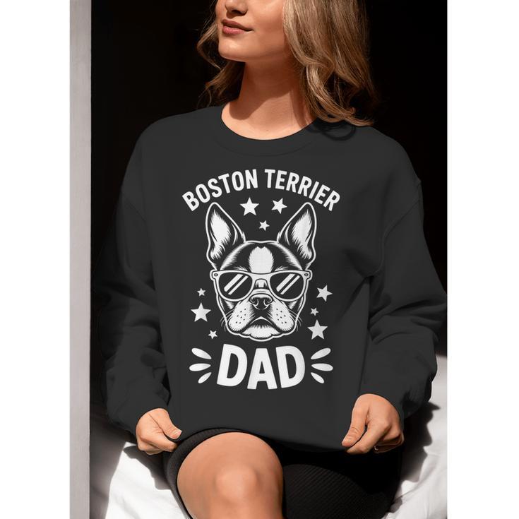 Boston Terrier Dad Boston Terrier Women Crewneck Sweatshirt, Boston Terrier Dad Sweatshirts, funny gift