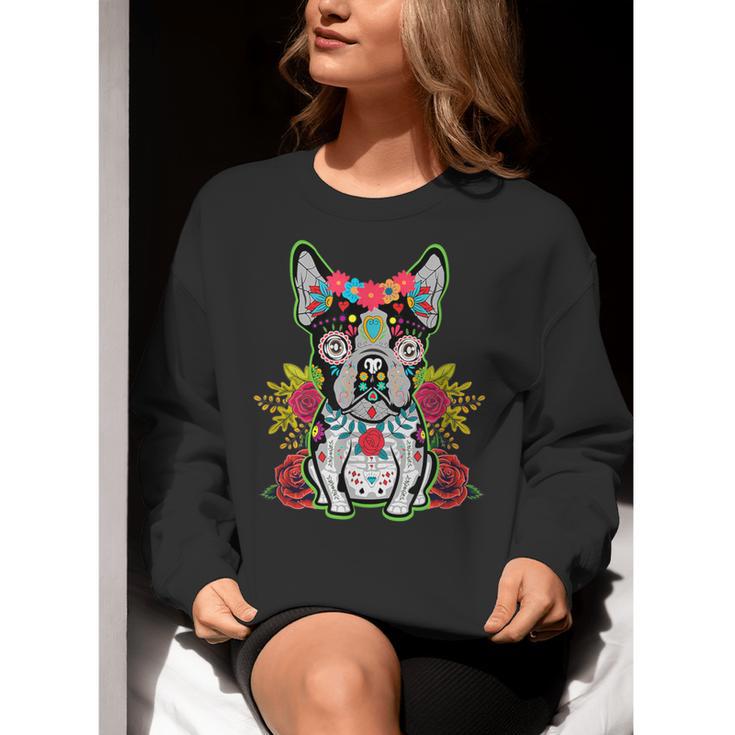 Boston Terrier Dia De Los Muertos Day Of The Dead Dog Skull For Men Women Kids Women Crewneck Sweatshirt, funny gift
