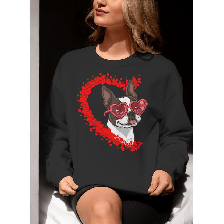 Boston Terrier Dog Mom Dad Valentine’s Day Pet Lover For Men Women Kids Women Crewneck Sweatshirt, Boston Terrier Mom Sweatshirts, Boston Terrier Dad Sweatshirts, funny gift