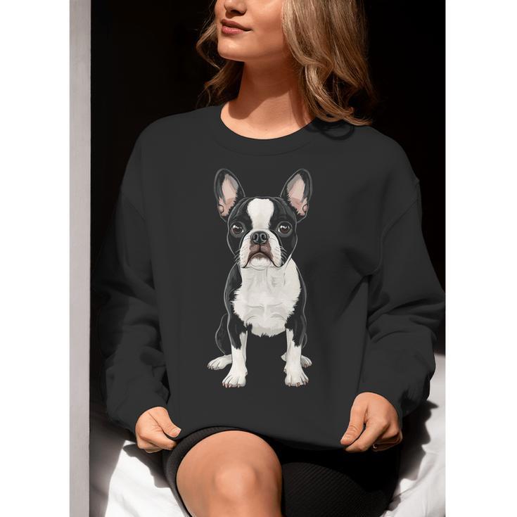 Boston Terrier Dog Motif Pet Art Boston Terrier For Men Women Kids Women Crewneck Sweatshirt, funny gift