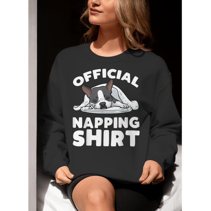 Boston Terrier Dog Official Sleeping Shirt Men Women Kids Women Crewneck Sweatshirt, funny gift