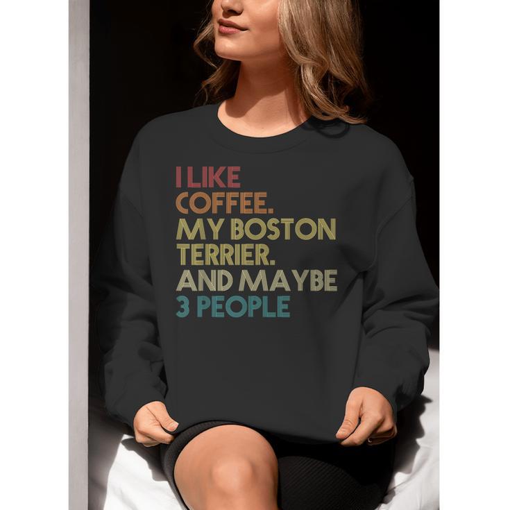 Boston Terrier Dog Owner Coffee Lovers Quote Vintage Retro For Men Women Women Crewneck Sweatshirt, funny gift