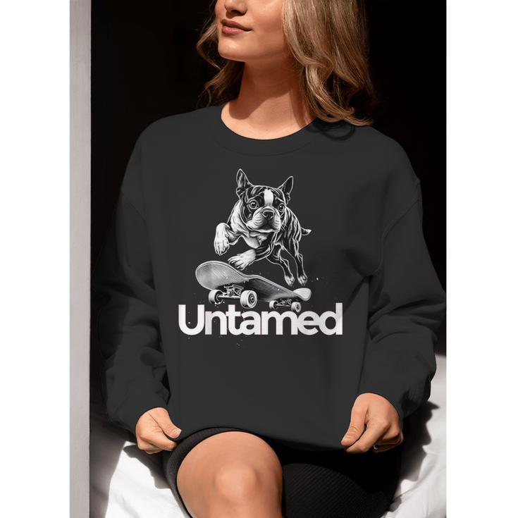 Boston Terrier Dog Untamed For Men Women Women Crewneck Sweatshirt, funny gift