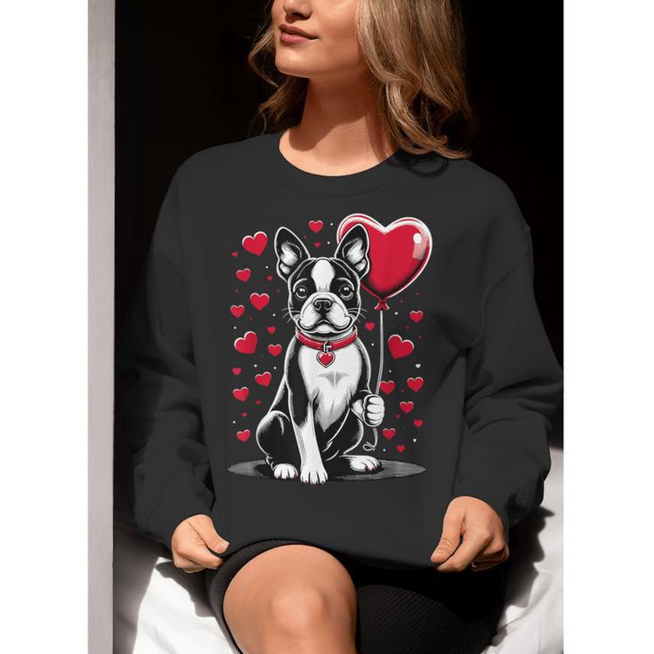 Boston Terrier Dog Valentine's Day Dog Owner Valentine Women Crewneck Sweatshirt, funny gift