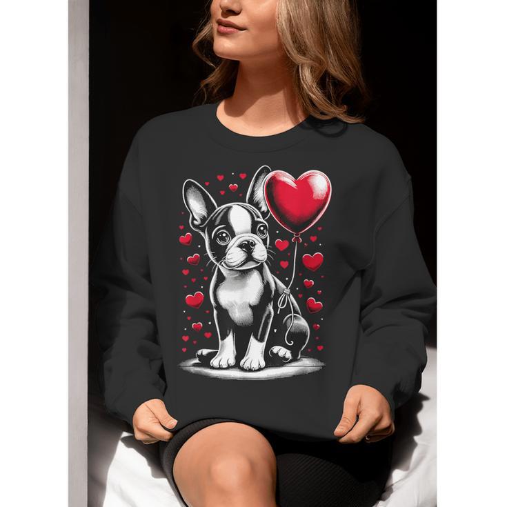 Boston Terrier Dog Valentine's Day Dog Owner Women Crewneck Sweatshirt, funny gift