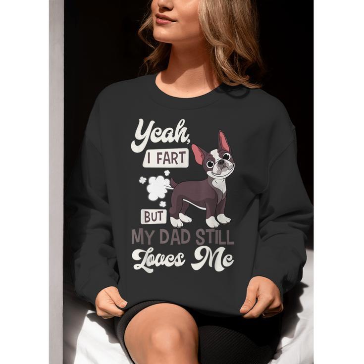 Boston Terrier Fart American Gentleman Non-Sporting Dog Women Crewneck Sweatshirt, American Boston Terrier Sweatshirts, funny gift